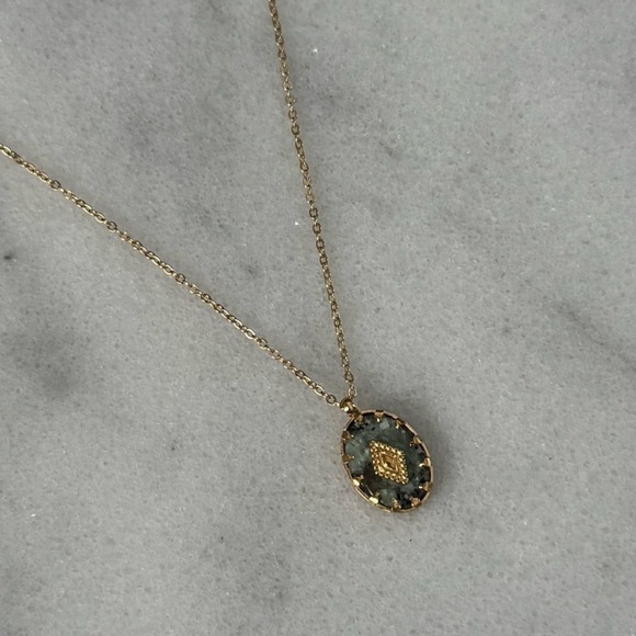 COPY - Green Stone Crystal Evil Eye Pendant Boho Necklace Brand New